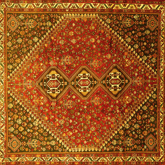 Square Machine Washable Persian Yellow Traditional Rug, wshtr828yw