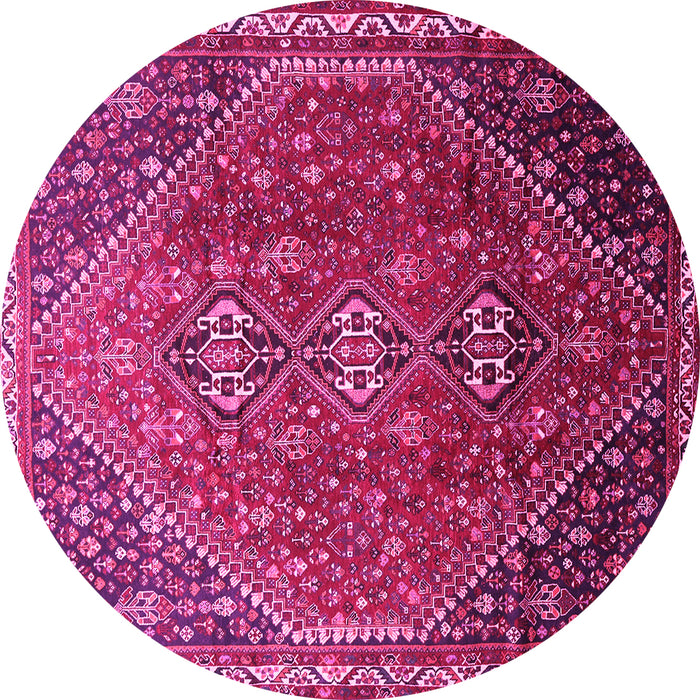 Round Machine Washable Persian Pink Traditional Rug, wshtr828pnk