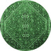 Round Persian Emerald Green Traditional Rug, tr828emgrn