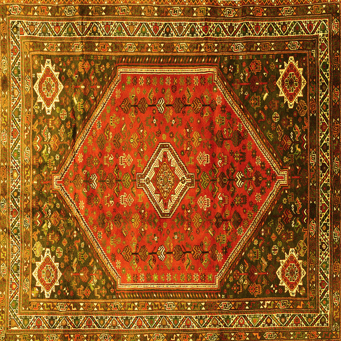 Square Machine Washable Persian Yellow Traditional Rug, wshtr829yw