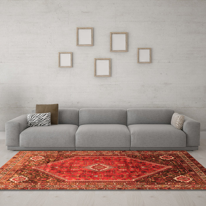 Machine Washable Persian Orange Traditional Area Rugs in a Living Room, wshtr829org