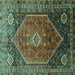 Square Machine Washable Persian Turquoise Traditional Area Rugs, wshtr829turq