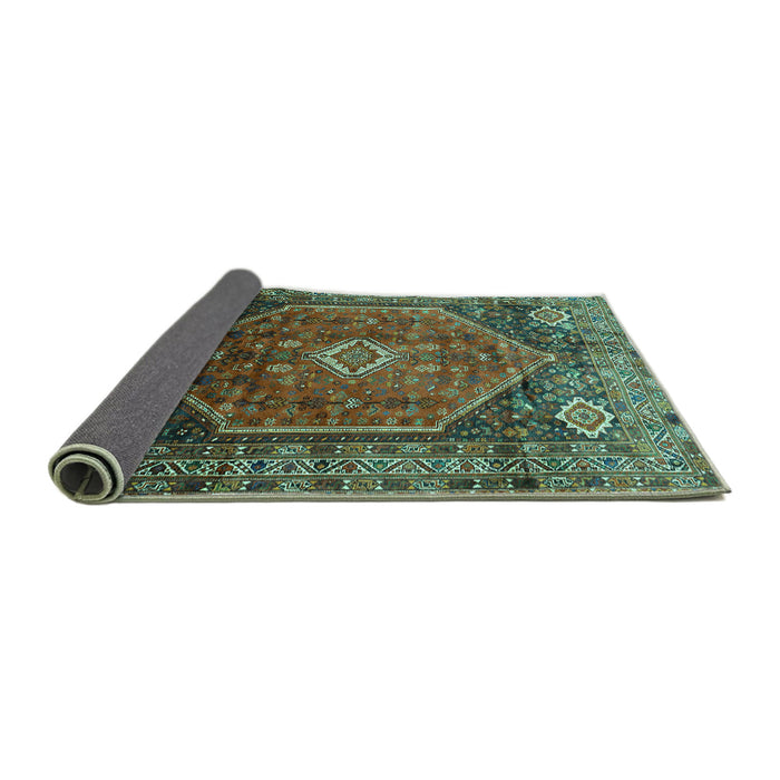 Sideview of Persian Turquoise Traditional Rug, tr829turq
