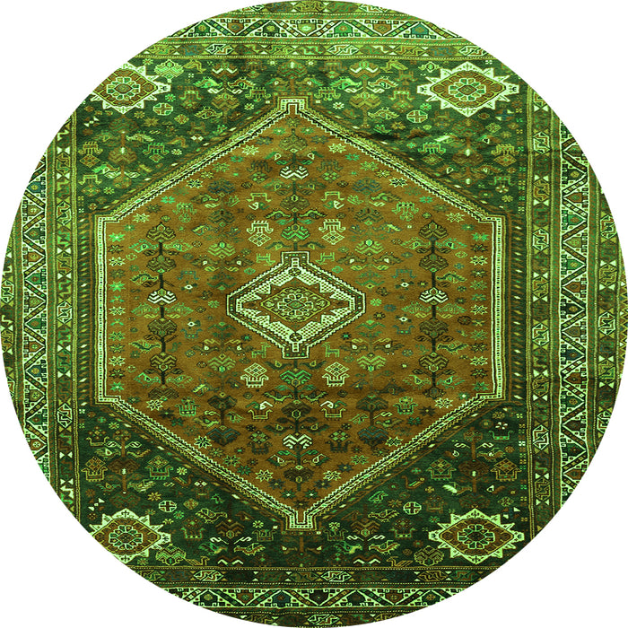 Square Persian Green Traditional Rug, tr829grn