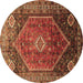 Round Persian Brown Traditional Rug, tr829brn