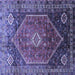 Square Machine Washable Persian Blue Traditional Rug, wshtr829blu