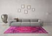 Machine Washable Persian Pink Traditional Rug in a Living Room, wshtr829pnk