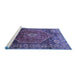 Sideview of Machine Washable Persian Blue Traditional Rug, wshtr829blu