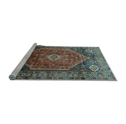Sideview of Machine Washable Persian Light Blue Traditional Rug, wshtr829lblu