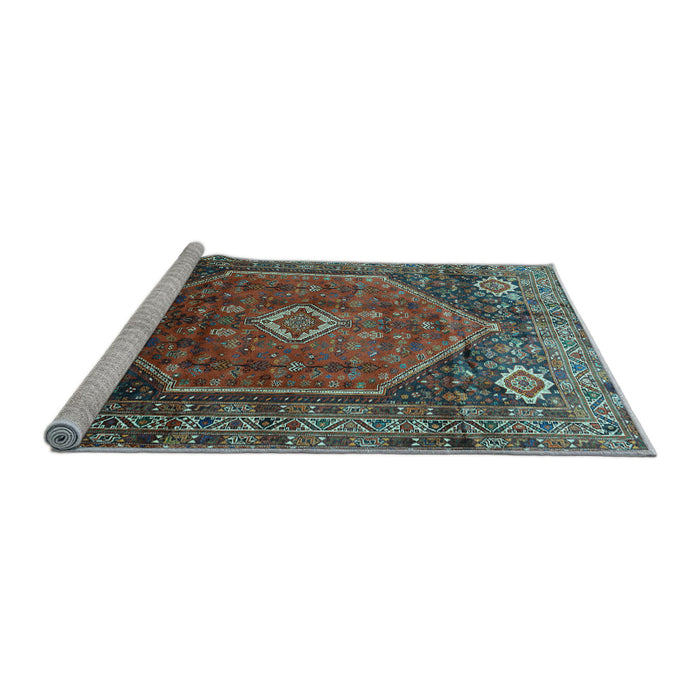 Sideview of Machine Washable Persian Light Blue Traditional Rug, wshtr829lblu