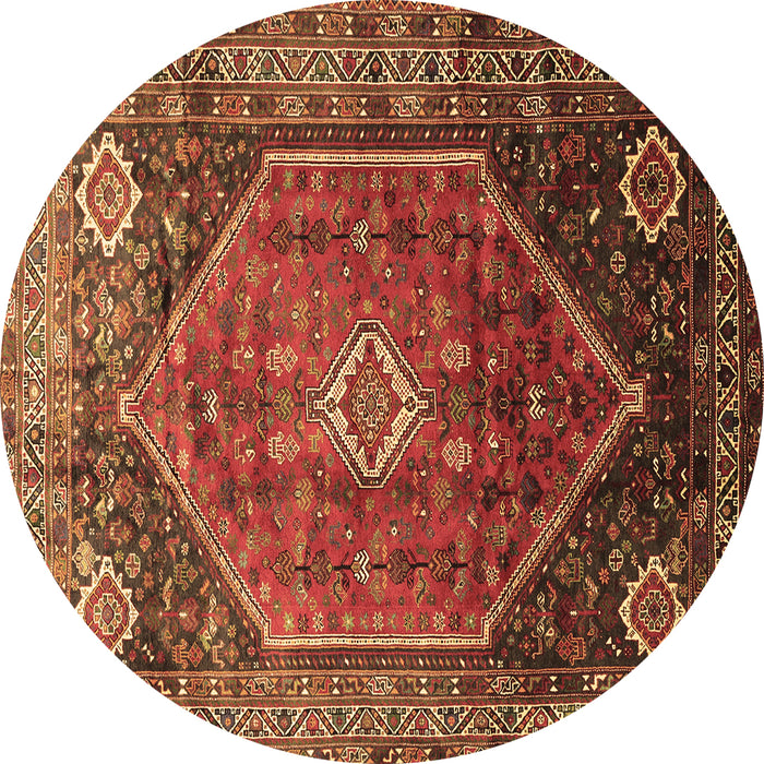 Round Machine Washable Persian Brown Traditional Rug, wshtr829brn