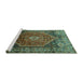 Sideview of Machine Washable Persian Turquoise Traditional Area Rugs, wshtr829turq