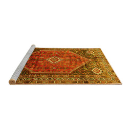 Sideview of Machine Washable Persian Yellow Traditional Rug, wshtr829yw