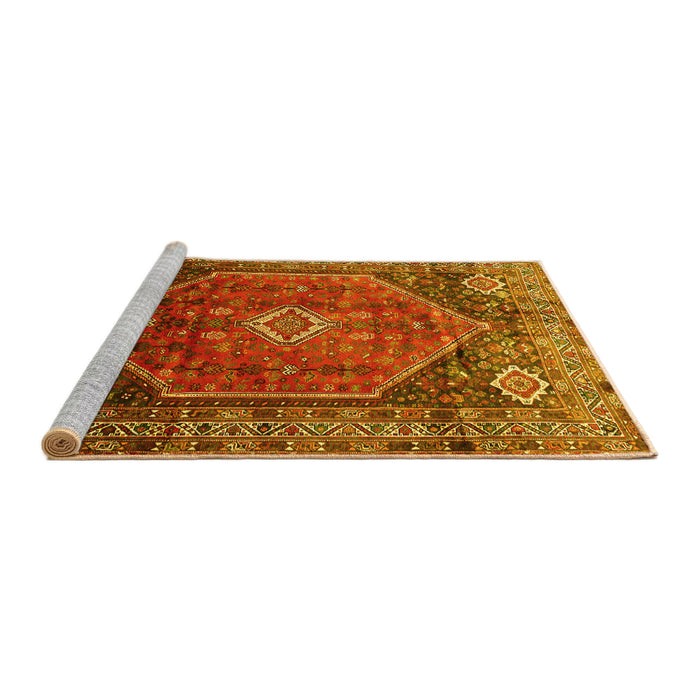 Sideview of Machine Washable Persian Yellow Traditional Rug, wshtr829yw