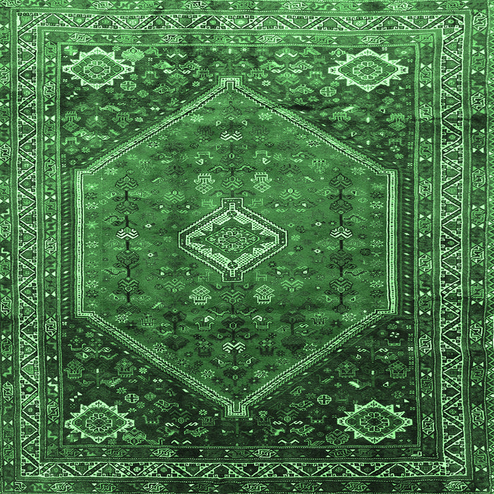 Square Machine Washable Persian Emerald Green Traditional Area Rugs, wshtr829emgrn