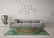 Machine Washable Persian Turquoise Traditional Area Rugs in a Living Room,, wshtr829turq