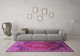 Machine Washable Persian Purple Traditional Area Rugs in a Living Room, wshtr829pur