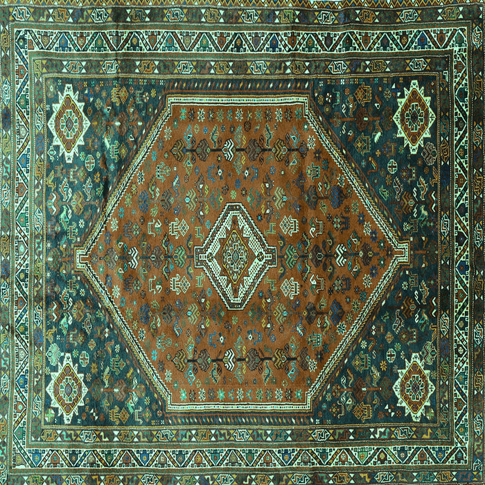 Square Persian Turquoise Traditional Rug, tr829turq