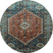 Round Machine Washable Persian Light Blue Traditional Rug, wshtr829lblu