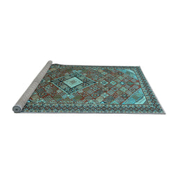 Sideview of Machine Washable Persian Light Blue Traditional Rug, wshtr82lblu