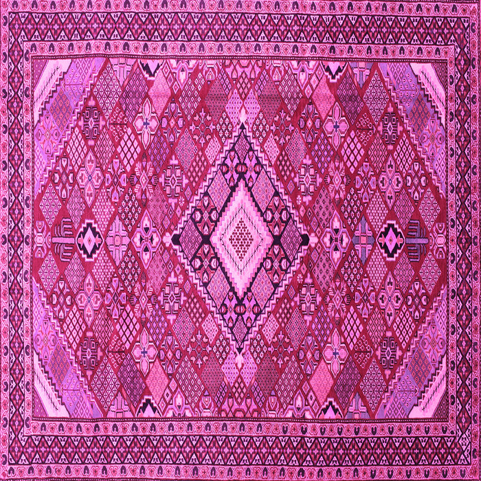 Square Machine Washable Persian Pink Traditional Rug, wshtr82pnk