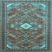 Square Machine Washable Persian Light Blue Traditional Rug, wshtr82lblu