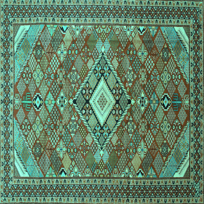 Square Machine Washable Persian Turquoise Traditional Area Rugs, wshtr82turq