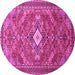 Round Machine Washable Persian Pink Traditional Rug, wshtr82pnk