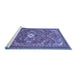 Sideview of Machine Washable Persian Blue Traditional Rug, wshtr82blu