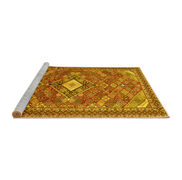 Sideview of Machine Washable Persian Yellow Traditional Rug, wshtr82yw