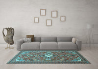 Machine Washable Persian Light Blue Traditional Rug, wshtr82lblu