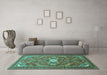 Machine Washable Persian Turquoise Traditional Area Rugs in a Living Room,, wshtr82turq