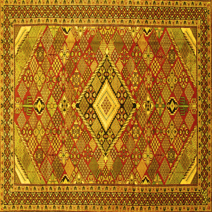 Square Machine Washable Persian Yellow Traditional Rug, wshtr82yw