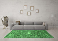 Machine Washable Persian Emerald Green Traditional Rug, wshtr82emgrn