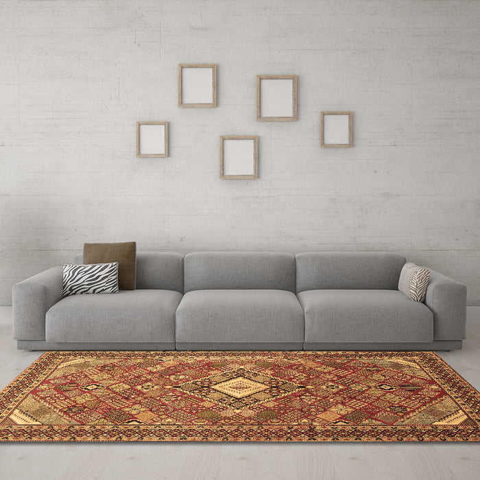 Machine Washable Persian Brown Traditional Rug in a Living Room,, wshtr82brn