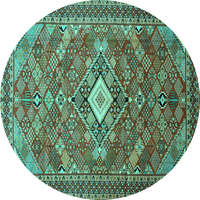 Round Persian Turquoise Traditional Rug, tr82turq