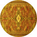 Round Persian Yellow Traditional Rug, tr82yw