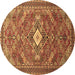 Round Machine Washable Persian Brown Traditional Rug, wshtr82brn