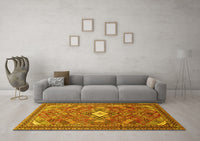 Machine Washable Persian Yellow Traditional Rug, wshtr82yw