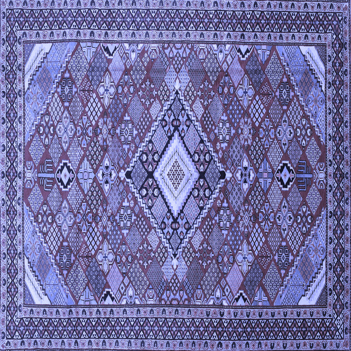 Square Machine Washable Persian Blue Traditional Rug, wshtr82blu