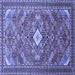 Square Machine Washable Persian Blue Traditional Rug, wshtr82blu