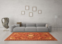 Machine Washable Persian Orange Traditional Rug, wshtr82org