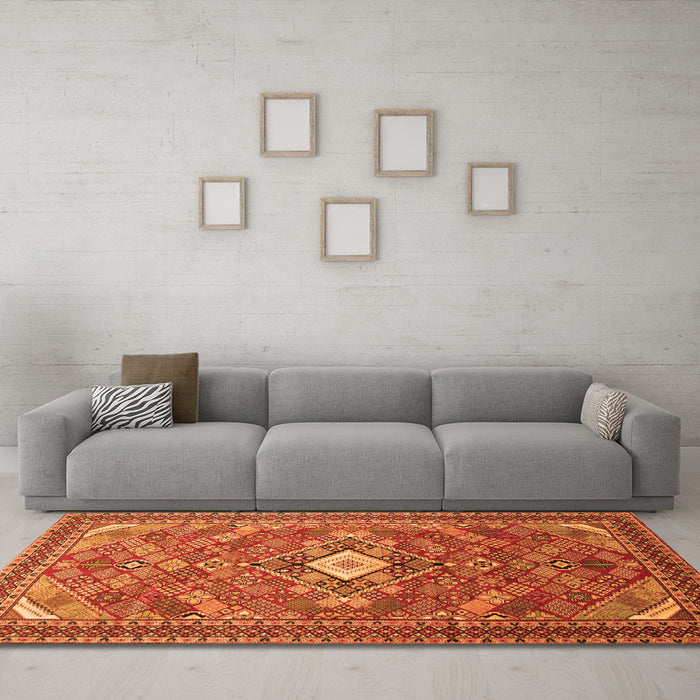 Machine Washable Persian Orange Traditional Area Rugs in a Living Room, wshtr82org