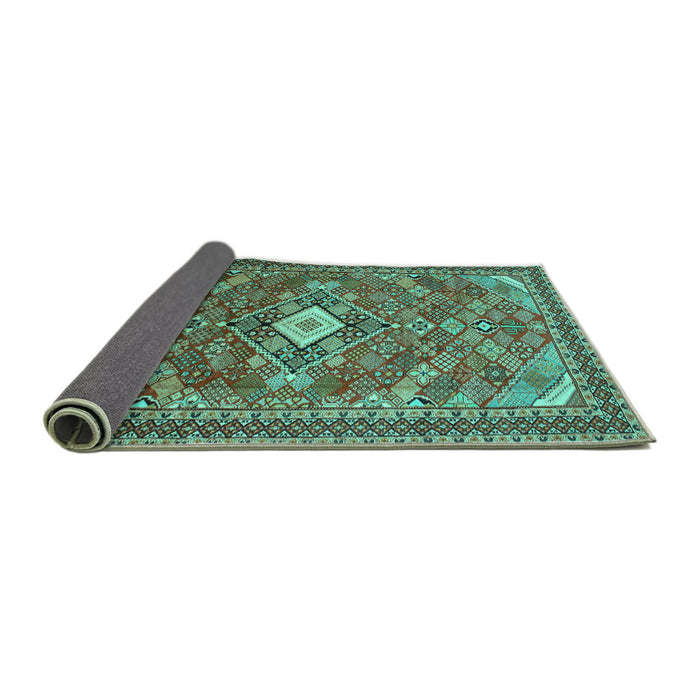 Sideview of Persian Turquoise Traditional Rug, tr82turq