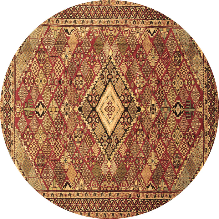 Round Persian Brown Traditional Rug, tr82brn