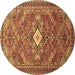 Round Persian Brown Traditional Rug, tr82brn