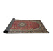 Sideview of Traditional Camel Brown Medallion Rug, tr83