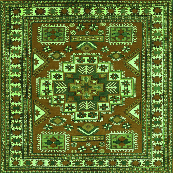 Serging Thickness of Geometric Green Traditional Rug, tr830grn