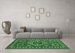 Machine Washable Geometric Emerald Green Traditional Area Rugs in a Living Room,, wshtr830emgrn