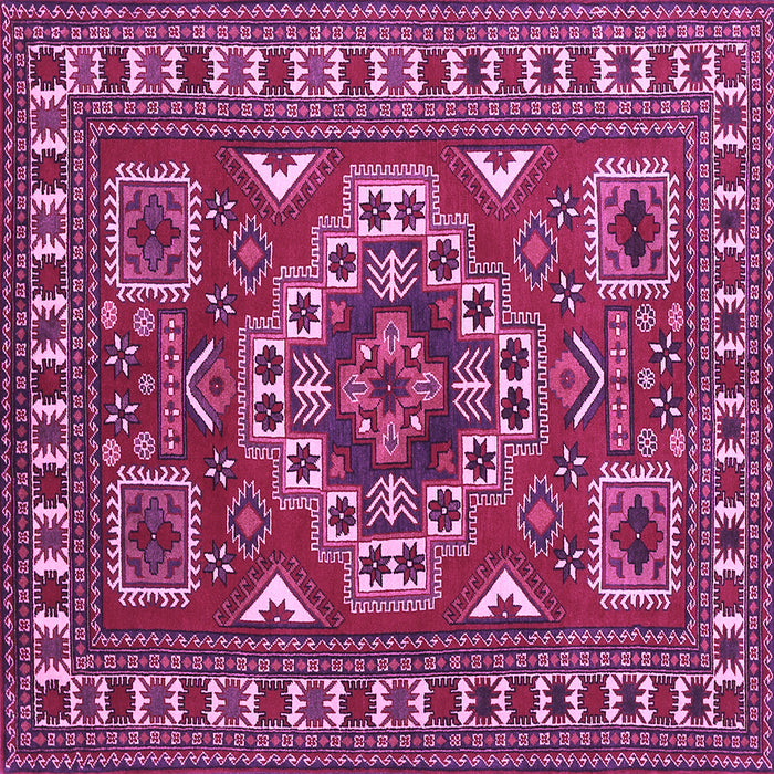Square Machine Washable Geometric Purple Traditional Area Rugs, wshtr830pur